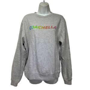 Coachella 2019 Size S Gray Rainbow Spell Out Pullover Sweatshirt